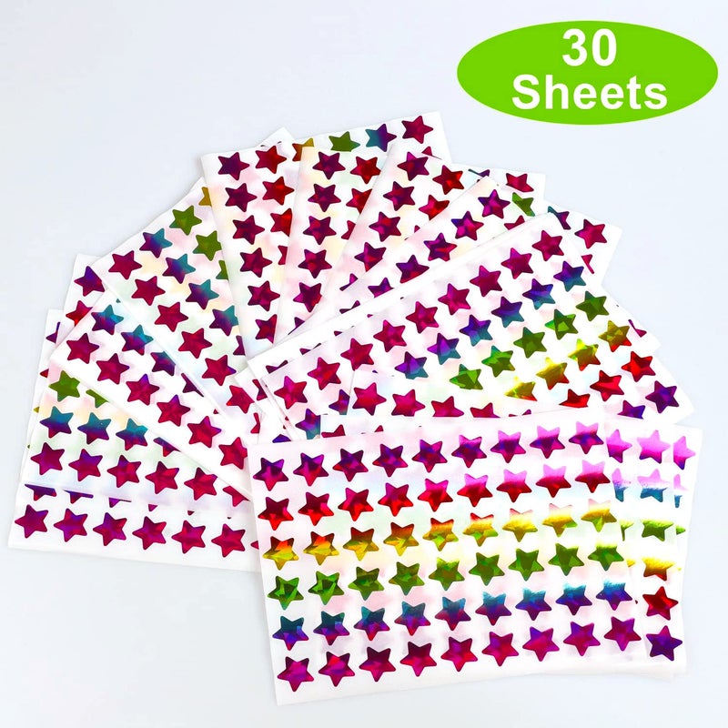 Lrogoe 1620 Holographic Rainbow Small Star Stickers for Kids Reward  Behavior Chart  Student Planner and School Classroom Teacher Supplies  0.6"" Diameter - Image 3